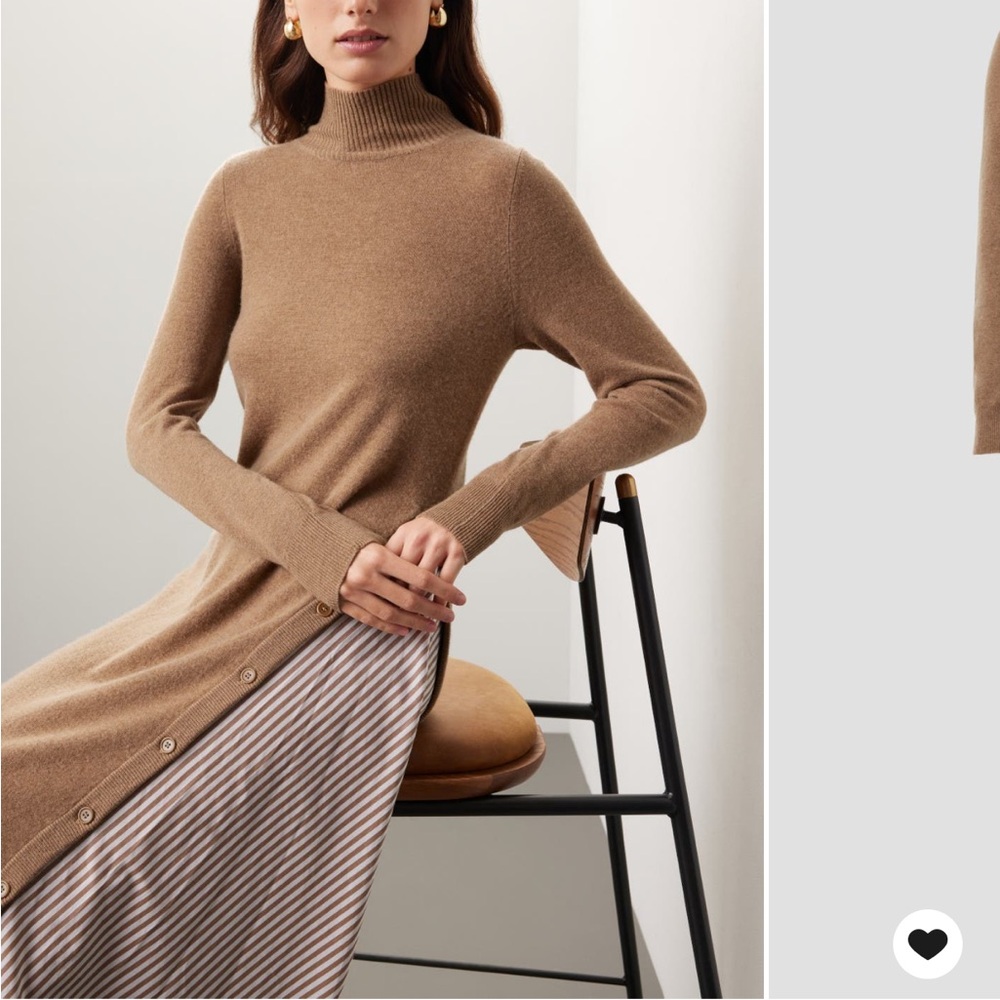 NAADAM Tan Pleated Sheath Dress